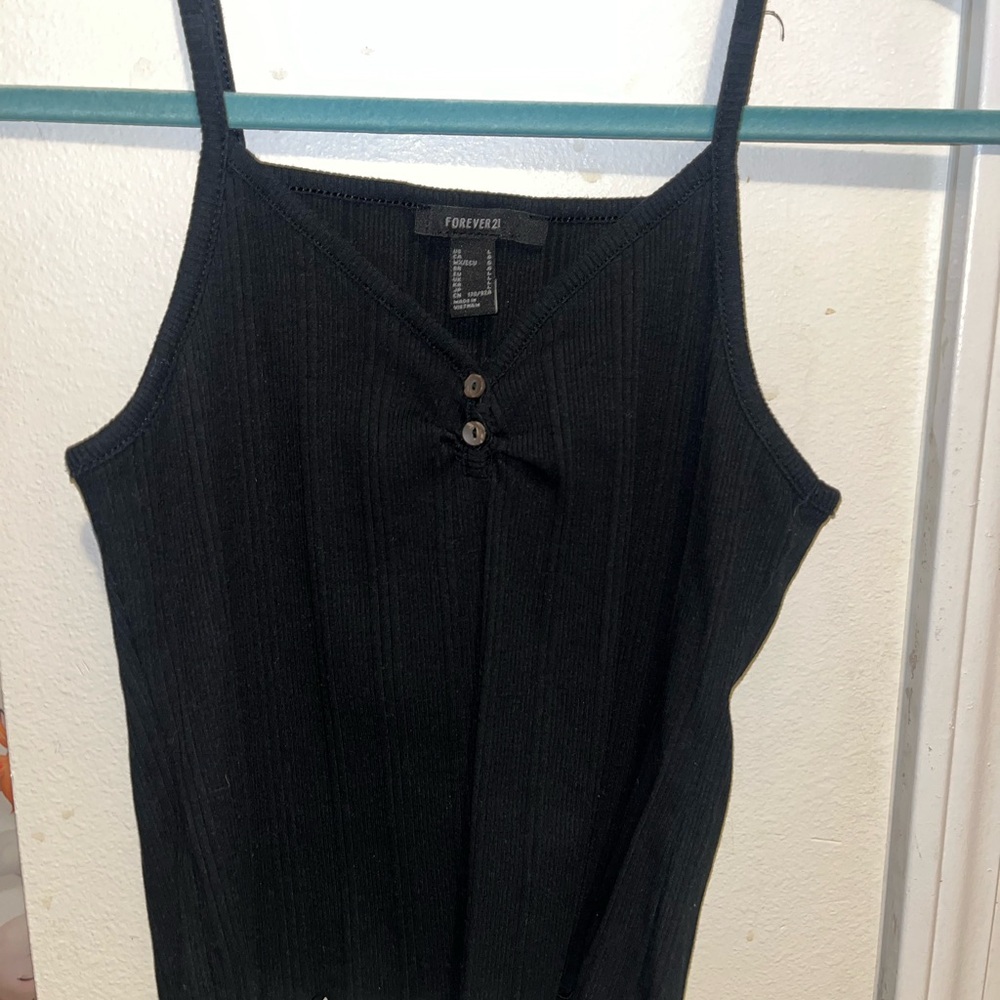 Forever 21 Black Fitted Buttoned Camisole